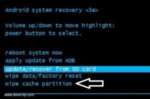 Cara Wipe Cache Partition di Android System Recovery