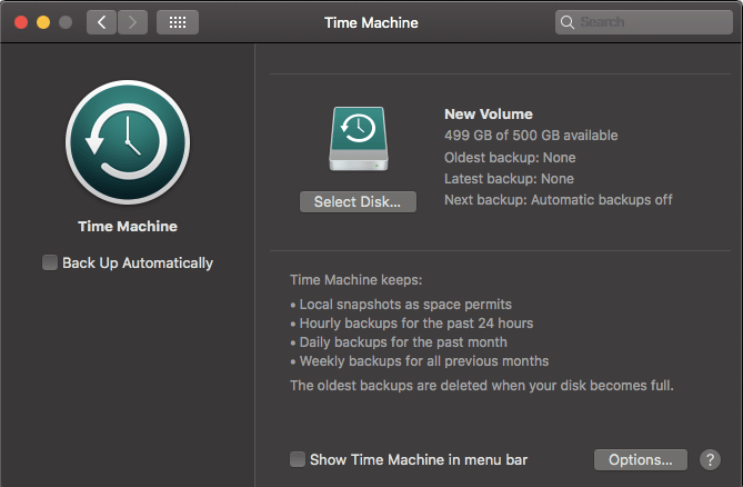 Cara Mengatasi Time Machine insufficient free space on the source volume(s)